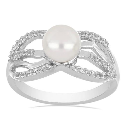 BUY NATURAL WHITE FRESHWATER PEARL GEMSTONE STYLISH RING